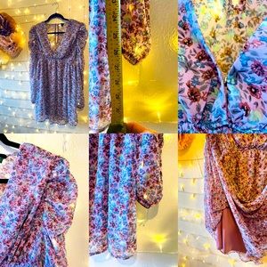 Purple Floral plunge neck.. Spring/Summer time dress.